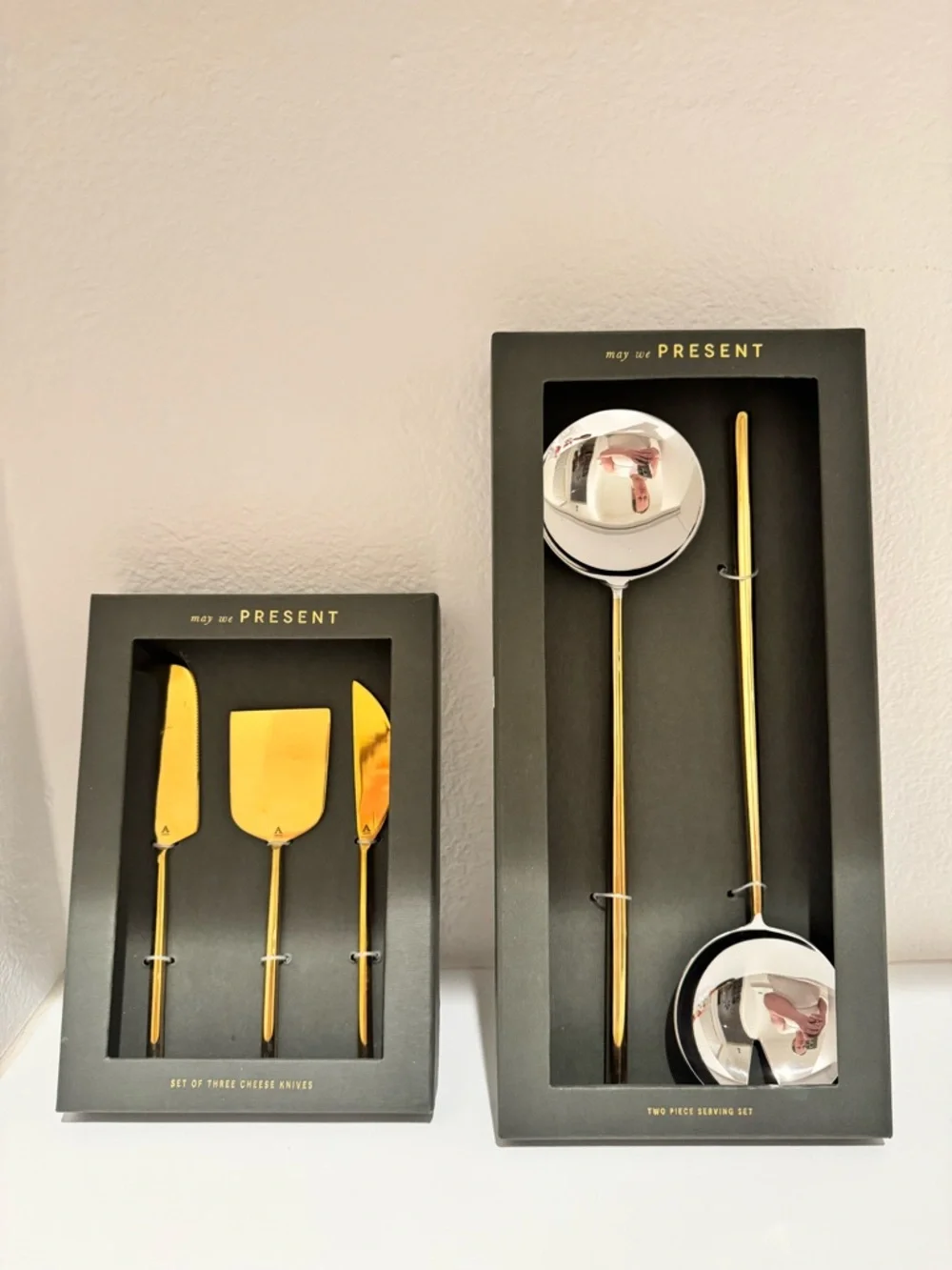Anthropologie‎ Gold and Silver Long-Handled Serving Spoons